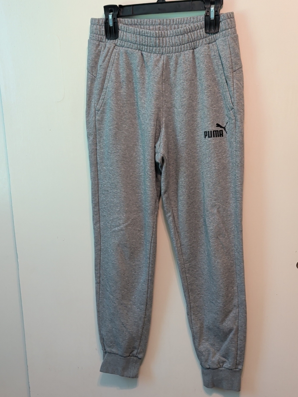 Puma Women's Gray Heather Jogger Sweatpants Pocket Gym Lounge Pants